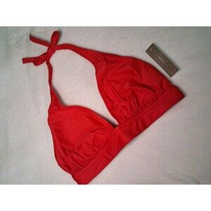 J.Crew DD Halter Tie Neck Bikini Top Red Lined BY633 Beach Swim Size S NWT